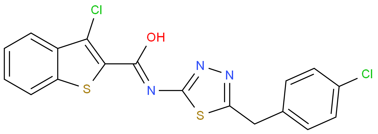 Benzo[b]thiophene-2-carboxamide, 3-chloro-N-[5-[(4-chlorophenyl)methyl]-1,3,4-thiadiazol-2-yl]- (9CI)