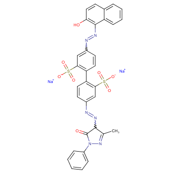 [1,1'-Biphenyl]-2,2'-disulfonicacid,4-[2-(4,5-dihydro-3-methyl-5-oxo-1-phenyl-1H-pyrazol-4-yl)diazenyl]-4'-[2-(2-hydroxy-1-naphthalenyl)diazenyl]-,sodium salt (1:2)  