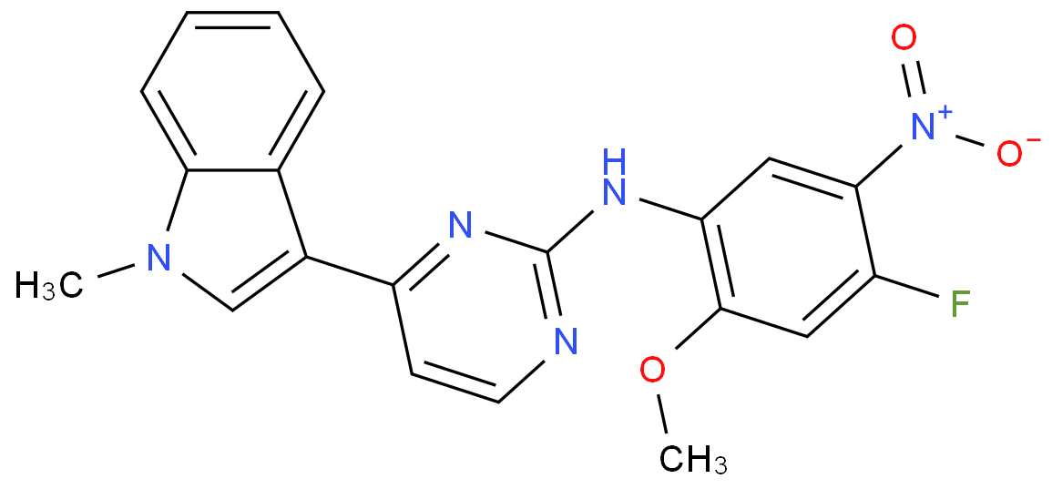 C20H16FN5O3 N-(4-fluoro-2-Methoxy-5-nitrophenyl)-4-(1-Methylindol-3-yl)pyriMidin-2-aMine 