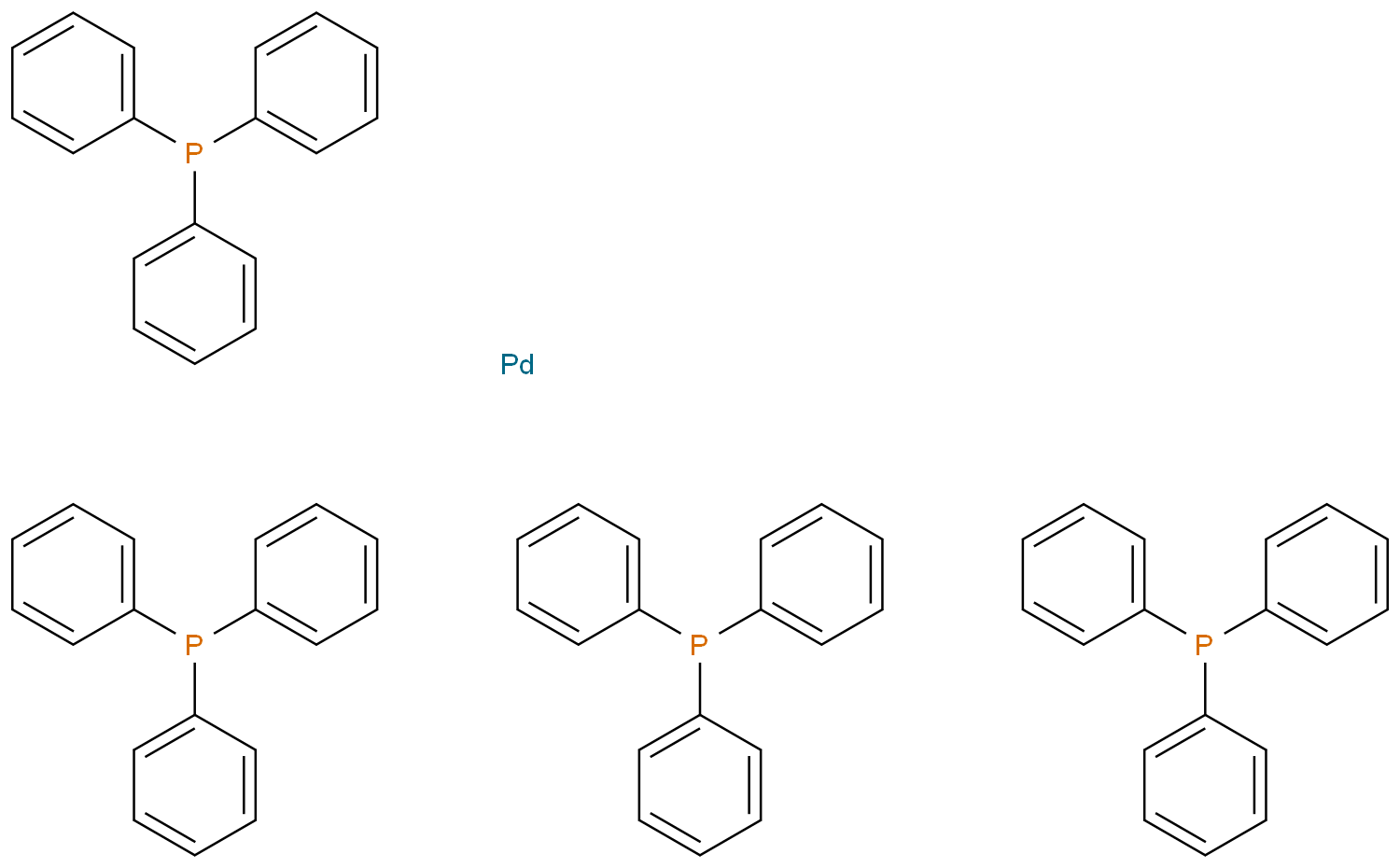Tetrakis(triphenylphosphine)palladium structure