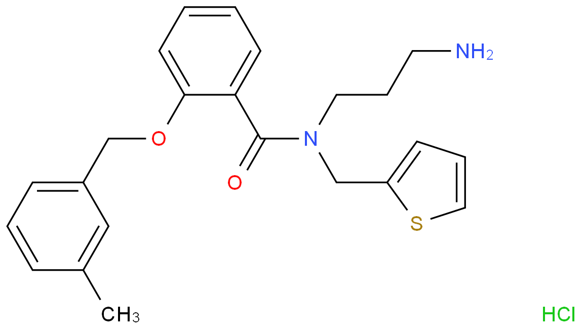 N-(3-AMINOPROPYL)-2-[(3-METHYLPHENYL)METHOXY]-N-(2-THIENYLMETHYL)BENZAMIDE HYDROCHLORIDE