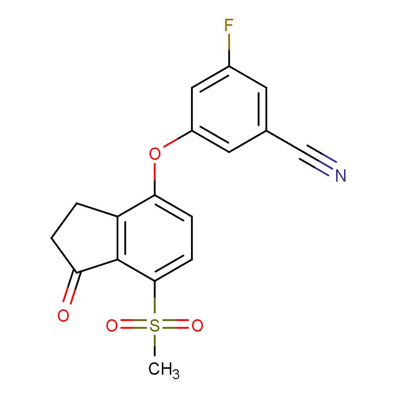 3-氟-5-((7-(甲基磺酰基)-1-氧代-2,3-二氢-1H-茚-4-基)氧基)苯甲腈 CAS号:1672665-55-2科研及生产专用 高校及研究所支持货到付款