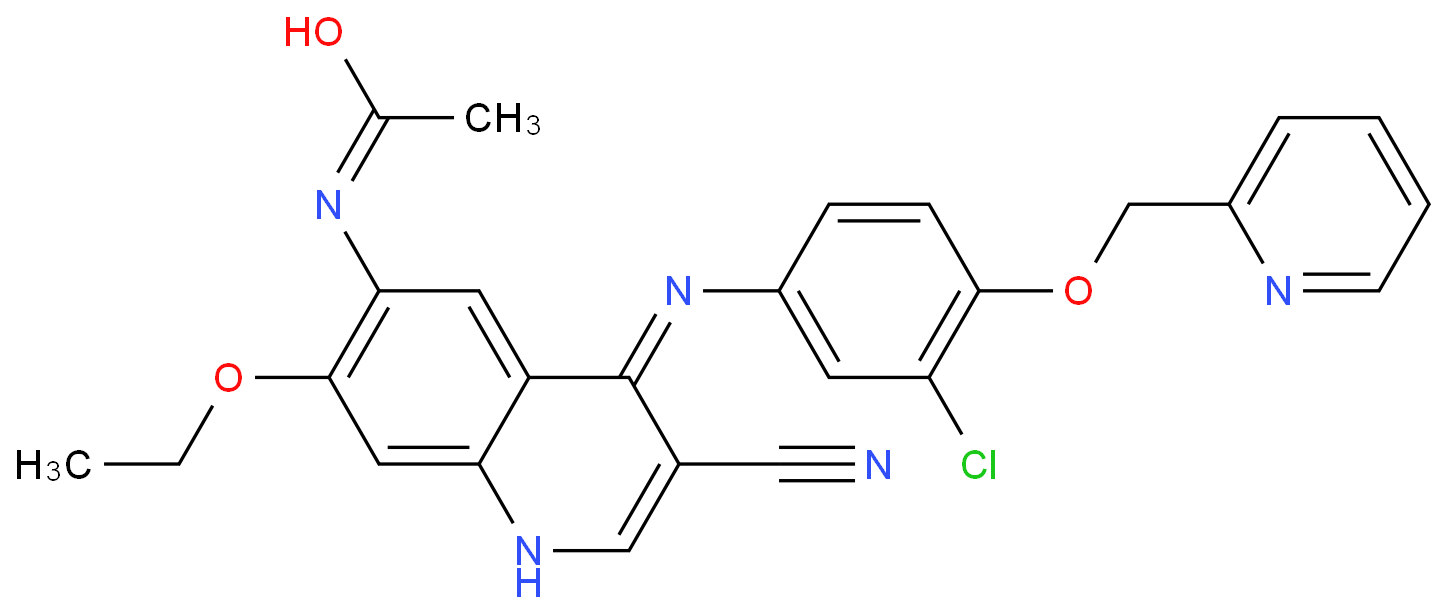 N-(4-((3-氯-4-(吡啶-2-基甲氧基)苯基)氨基)-3-氰基-7-乙氧基喹啉-6-基)乙酰胺/915941-95-6