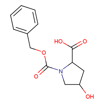 反-N-苄氧羰基-4-羟基-L-脯氨酸化学结构式