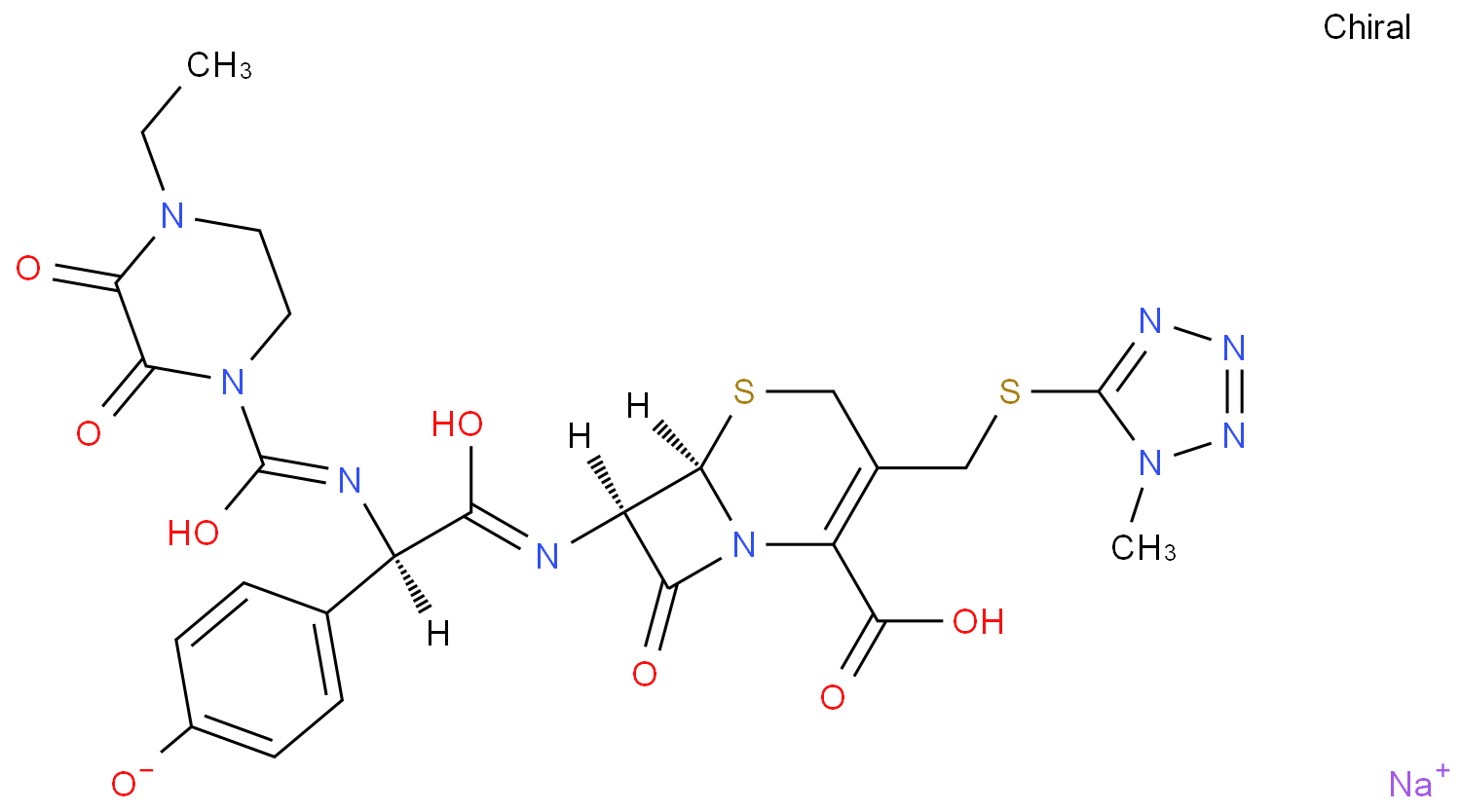 头孢哌酮钠化学结构式