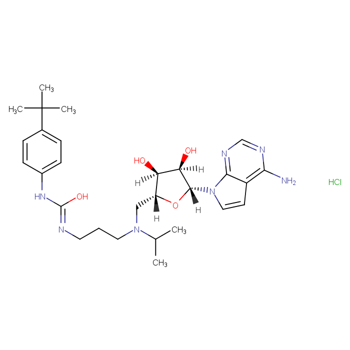 1-[3-[[(2R,3S,4R,5R)-5-(4-aminopyrrolo[2,3-d]pyrimidin-7-yl)-3,4-dihydroxyoxolan-2-yl]methyl-propan-2-ylamino]propyl]-3-(4-tert-butylphenyl)urea,hydrochloride