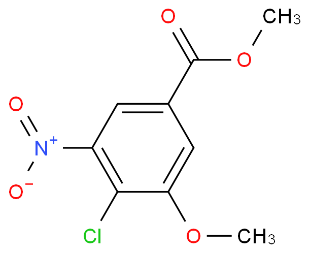 4-氯-3-甲氧基-5-硝基苯羧酸甲酯化学结构式