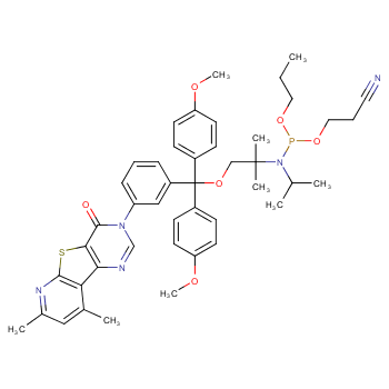 Phosphoramidous acid, bis(1-methylethyl)-, (1S)-1-[[bis(4-methoxyphenyl)phenylmethoxy]methyl]-3-(7,9-dimethyl-4-oxopyrido[3',2':4,5]thieno[3,2-d]pyrimidin-3(4H)-yl)propyl 2-cyanoethyl ester(9CI)