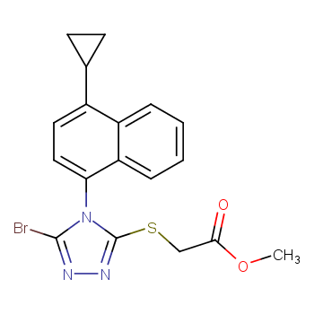 2- (5-bromo-4 - (4-cyclopropylnaphthalene-1-yl) -4H-1,2, 4-triazole-3-yl sulfide) methyl acetate