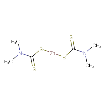 Zinc dimethyldithiocarbamate; 137-30-4 structural formula