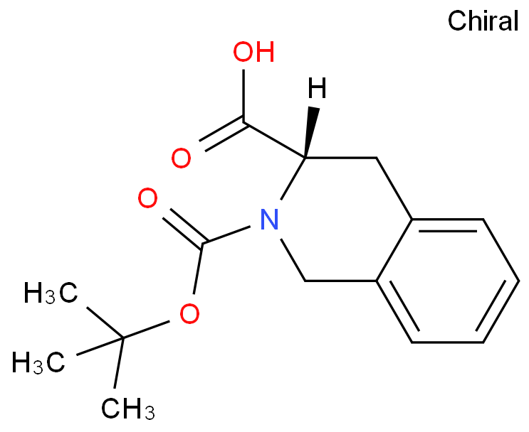 N-叔丁氧羰基-(S)-1,2,3,4-四氢异喹啉-3-羧酸化学结构式