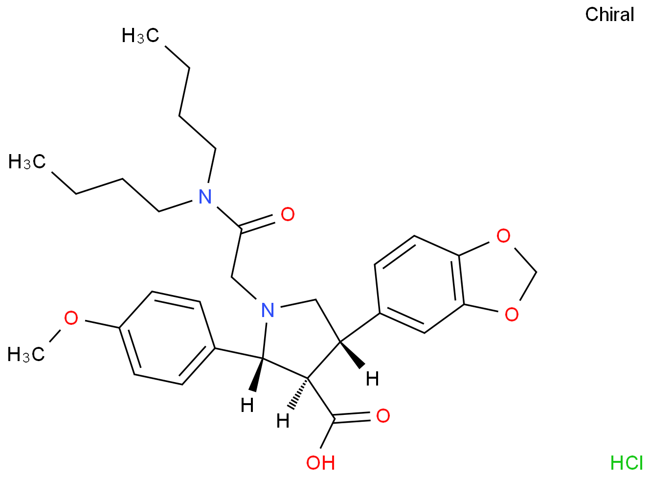 (2R,3R,4S)-4-(1,3-Benzodioxol-5-yl)-1-[2-(dibutylamino)-2-oxoethyl]-2-(4-methoxyphenyl)pyrrolidine-3-carboxylic acid hydrochloride