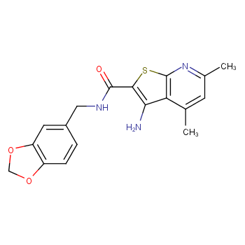 3-氨基-N-(苯并[d][1,3]二氧戊环-5-基甲基)-4,6-二甲基噻吩并[2,3-b]吡啶-2-甲酰胺/612514-42-8