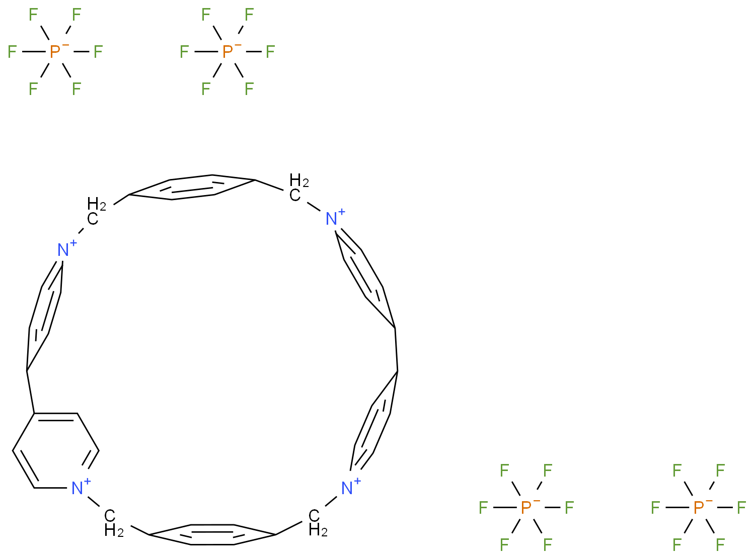 环双(百草枯-1,4-亚苯基)四(六氟磷酸盐)化学结构式
