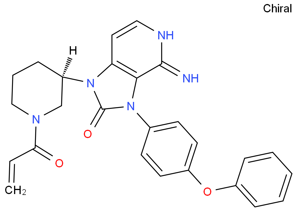 (R)-1-(1-丙烯酰哌啶-3-基)-4-氨基-3-(4-苯氧基苯基)-1H-咪唑并[4,5-C]吡啶-2(3H)-酮 CAS号:1971920-73-6 科研产品 现货供应 高校及研究所 先发后付