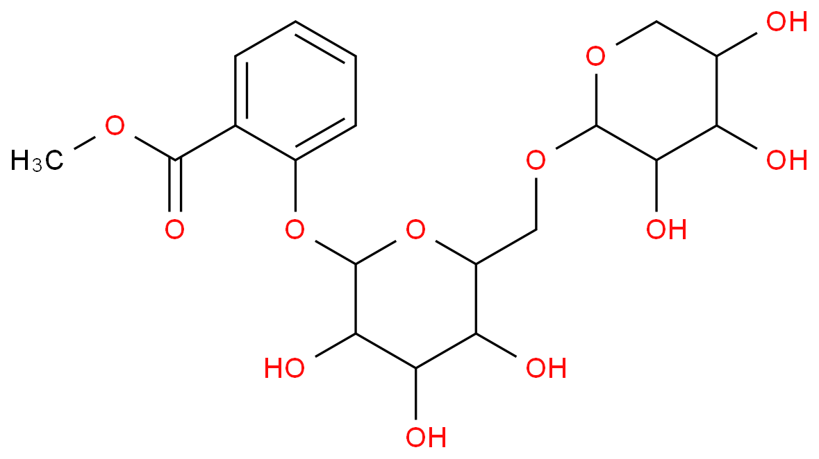 2-(((2S,3R,4S,5S,6R)-3,4,5-三羟基-6-((((2S,3R,4S,5R)-3,4,5-三羟基四氢-2H-吡喃-2-基)氧基)甲基)四氢-2H-吡喃-2-基)氧基)苯甲酸甲酯/490-67-5