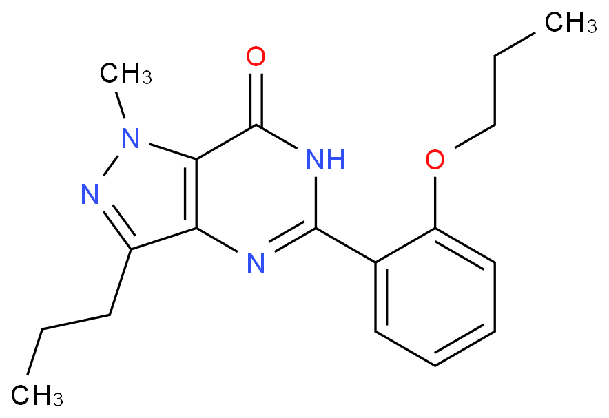 7H-Pyrazolo[4,3-d]pyrimidin-7-one,
1,4-dihydro-1-methyl-5-(2-propoxyphenyl)-3-propyl-