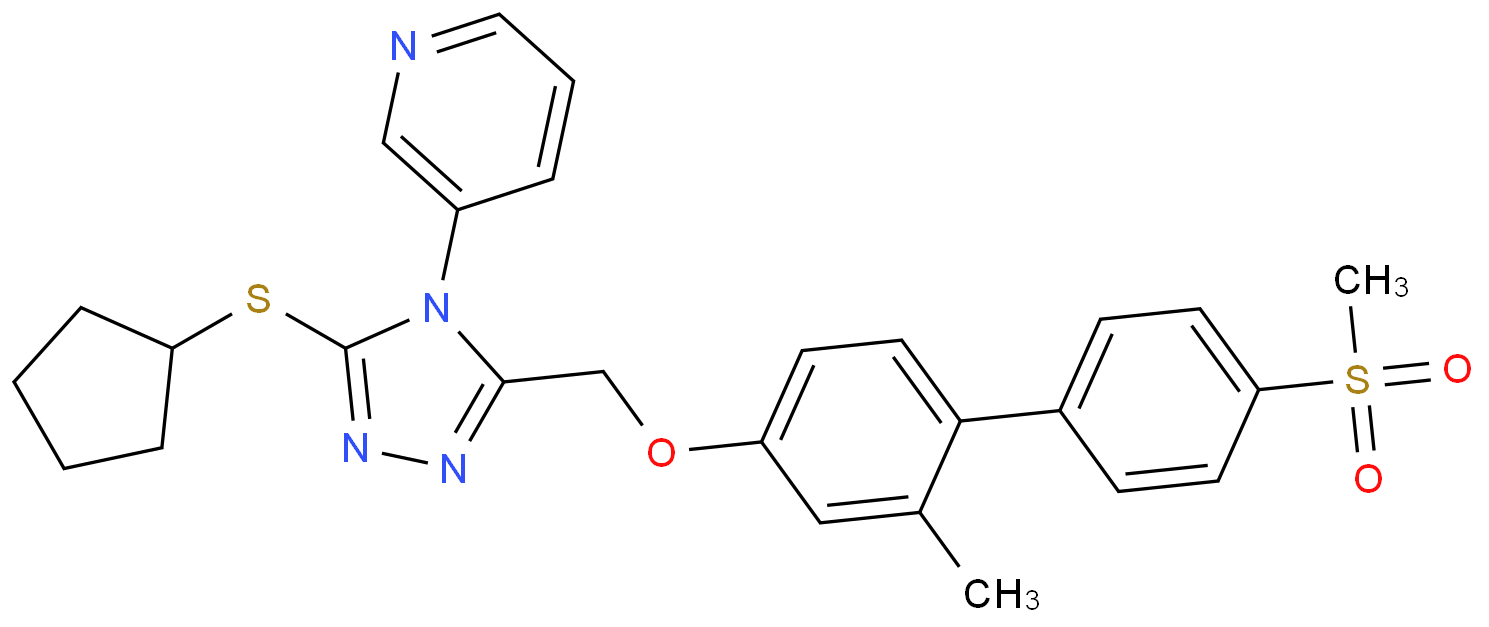 3-[3-(Cyclopentylsulfanyl)-5-({[2-methyl-4'-(methylsulfonyl)-4-bi phenylyl]oxy}methyl)-4H-1,2,4-triazol-4-yl]pyridine