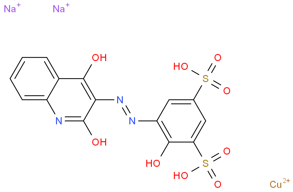 4-二氧代-3-喹啉基)偶氮]-1,3-苯二磺酸根合]銅酸二鈉 結構式圖片