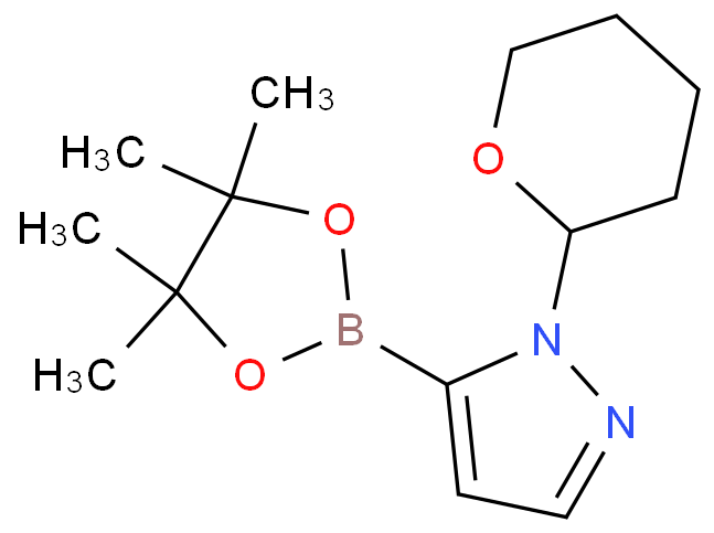 1-(2-四氢吡喃基)-1H-吡唑-5-硼酸频哪酯化学结构式