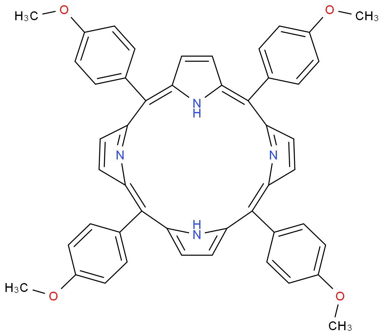 Hualong porphyrin 22112-78-3, 9-65$/g, Tetrakis(4-methoxyphenyl)porphyrin  