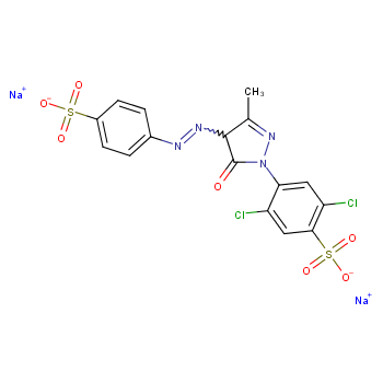 Benzenesulfonic acid,2,5-dichloro-4-[4,5-dihydro-3-methyl-5-oxo-4-[2-(4-sulfophenyl)diazenyl]-1H-pyrazol-1-yl]-,sodium salt (1:2)  