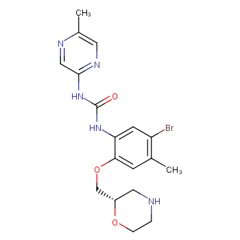 N-[5-溴-4-甲基-2-[(2S)-2-吗啉甲氧基]苯基]-N'-(5-甲基-2-吡嗪基)脲化学结构式