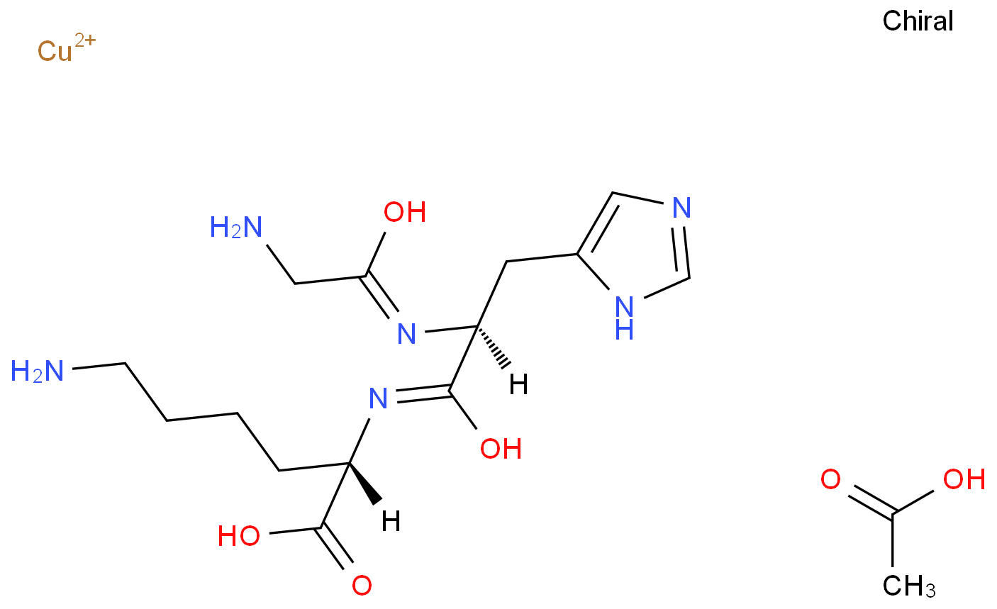 UNII-A3LEI4P1NB/copper,acetic acid,(2S)-6-amino-2-[[(2S)-2-[(2-aminoacetyl)amino]-3-(1H-imidazol-5-yl)propanoyl]amino]hexanoic acid/Prezatide copper acetate  