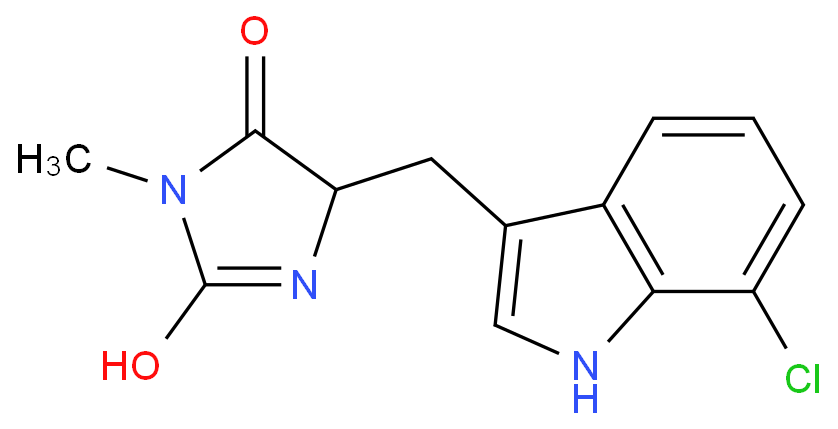 5-[(7-氯-1H-吲哚-3-基)甲基]-3-甲基-2,4-咪唑烷二酮化学结构式