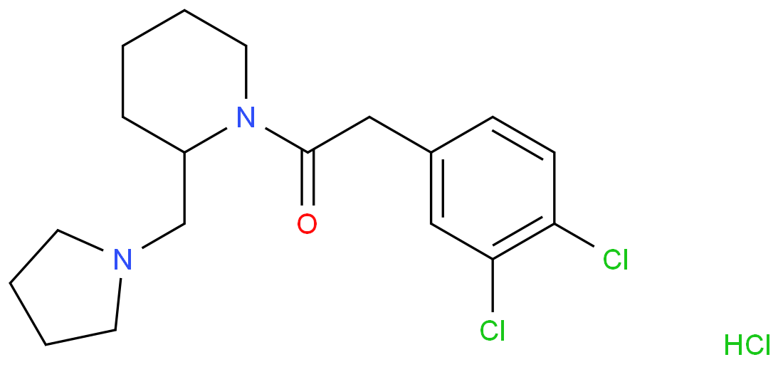 2-(3,4-dichlorophenyl)-1-[2-(pyrrolidin-1-ylmethyl)piperidin-1-yl]ethanone;hydrochloride