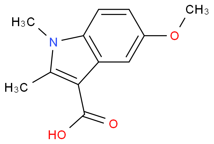 5-甲氧基-1,2-二甲基-1H-吲哚-3-羧酸化学结构式