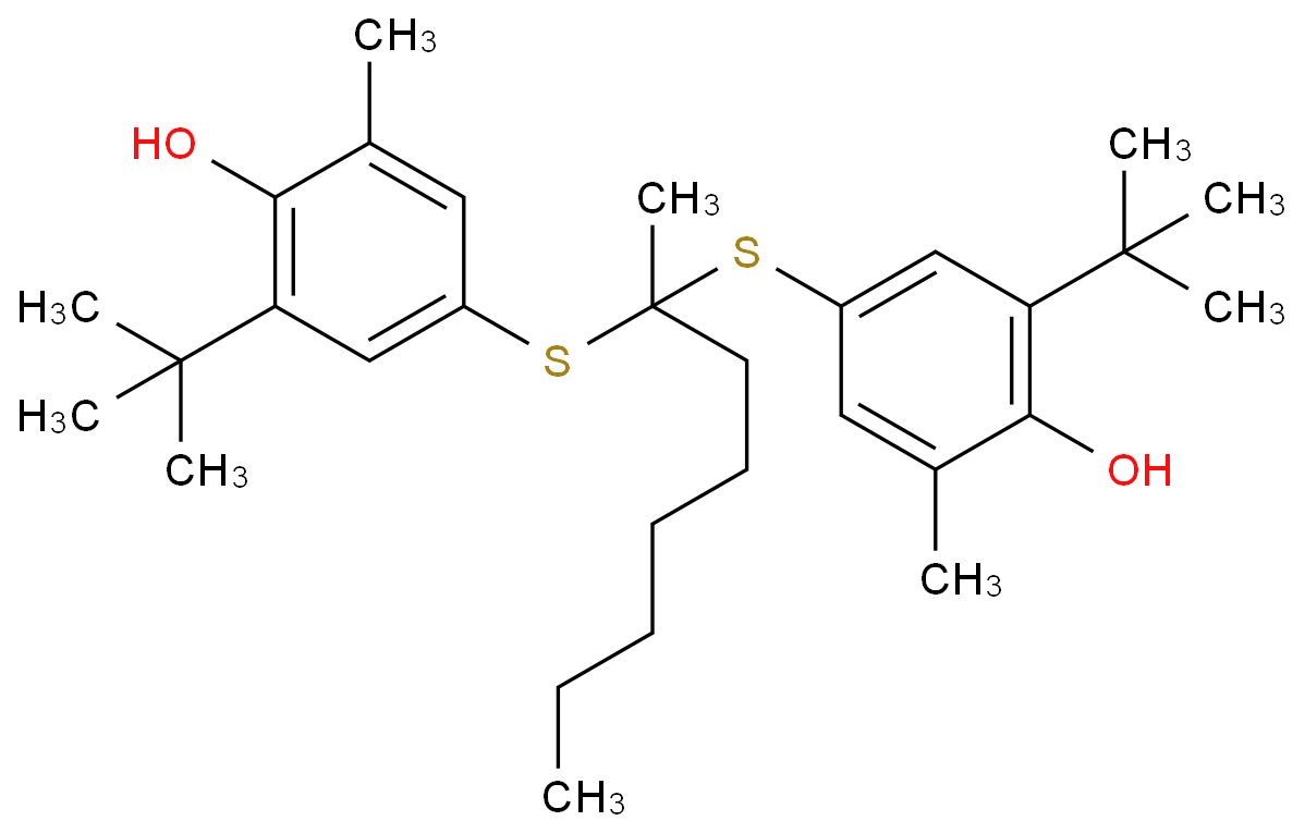 4,4'-(octane-2,2-diylbis(sulfanediyl))bis(2-(tert-butyl)-6-methylphenol) structure