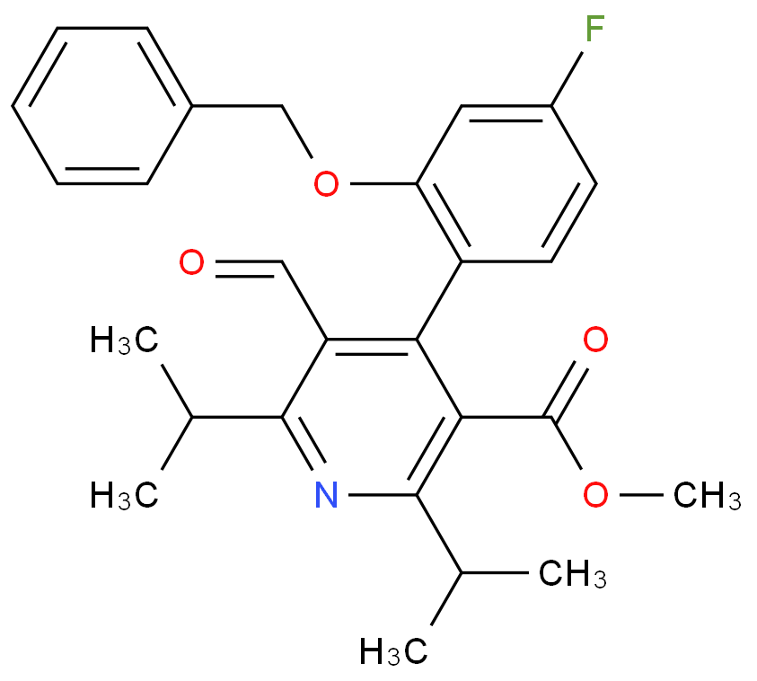 3-Pyridinecarboxylic acid, 4-[4-fluoro-2-(phenylmethoxy)phenyl]-5-formyl-2,6-bis(1-methylethyl)-, methyl ester