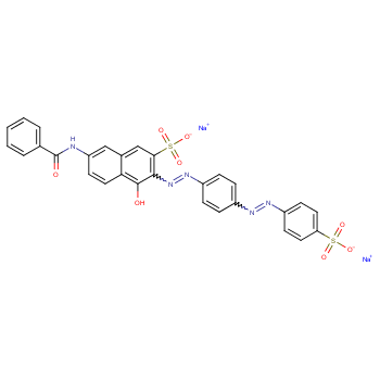 2-Naphthalenesulfonicacid,7-(benzoylamino)-4-hydroxy-3-[2-[4-[2-(4-sulfophenyl)diazenyl]phenyl]diazenyl]-,sodium salt (1:2)  
