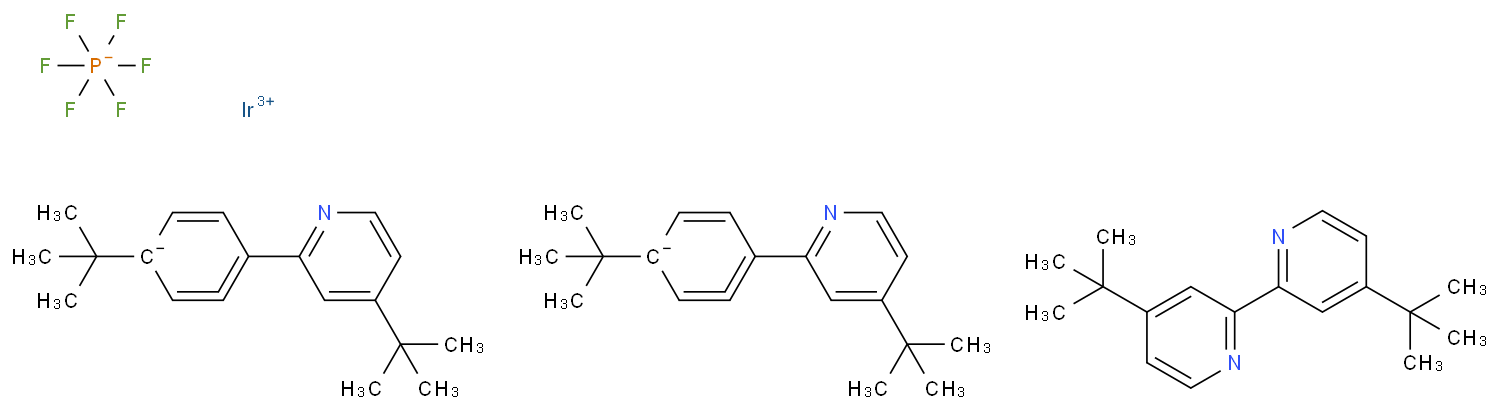 二[2-(3-叔丁基苯基)-4-叔丁基吡啶][2,2`-联(4-叔丁基吡啶)]合铱(III)六氟磷酸盐 CAS号:808142-80-5 科研产品 现货供应 高校及研究所 先发后付