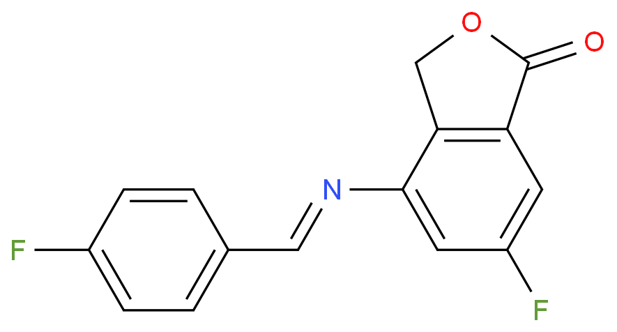 (E)-6-fluoro-4-((4-fluorobenzylidene)amino)isobenzofuran-1(3H)-one  