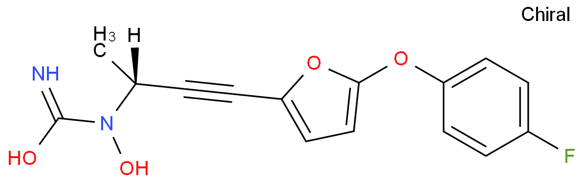 Urea,N-[(1R)-3-[5-(4-fluorophenoxy)-2-furanyl]-1-methyl-2-propyn-1-yl]-N-hydroxy-