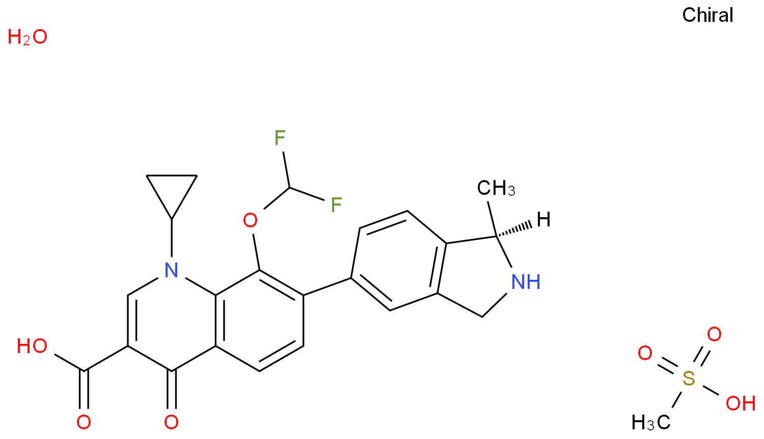 1-cyclopropyl-8-(difluoromethoxy)-7-[(1R)-1-methyl-2,3-dihydro-1H-isoindol-5-yl]-4-oxoquinoline-3-carboxylic acid,methanesulfonic acid,hydrate