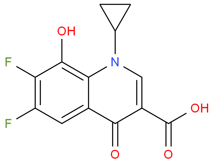 1-环丙基-6, 7-二氟-8-羟基-4-氧代-1, 4-二氢喹啉-3-甲酸化学结构式