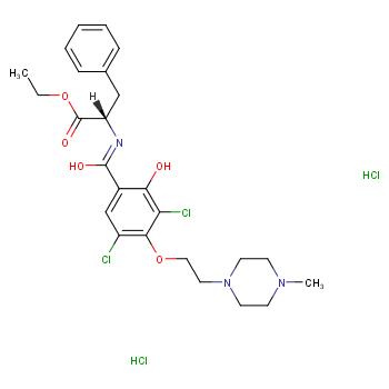 (S)-2-(3,5-二氯-2-羟基-4-(2-(4-甲基哌嗪-1-基)乙氧基)苯甲酰氨基)-3-苯基丙酸乙酯二盐酸盐/188791-09-5