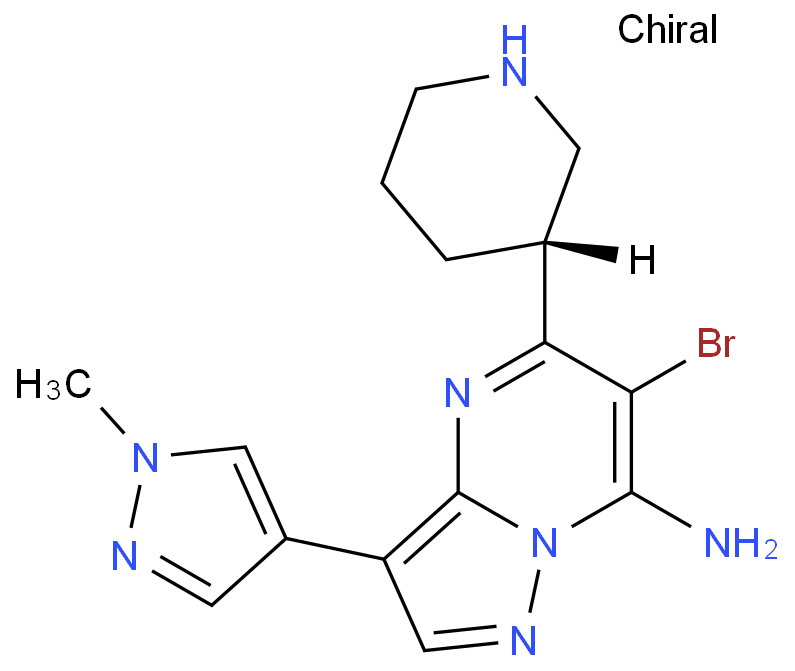 6-溴-3-(1-甲基-1H-吡唑-4-基)-5-(3R)-3-哌啶基吡唑并[1,5-a]嘧啶-7-胺/891494-63-6
