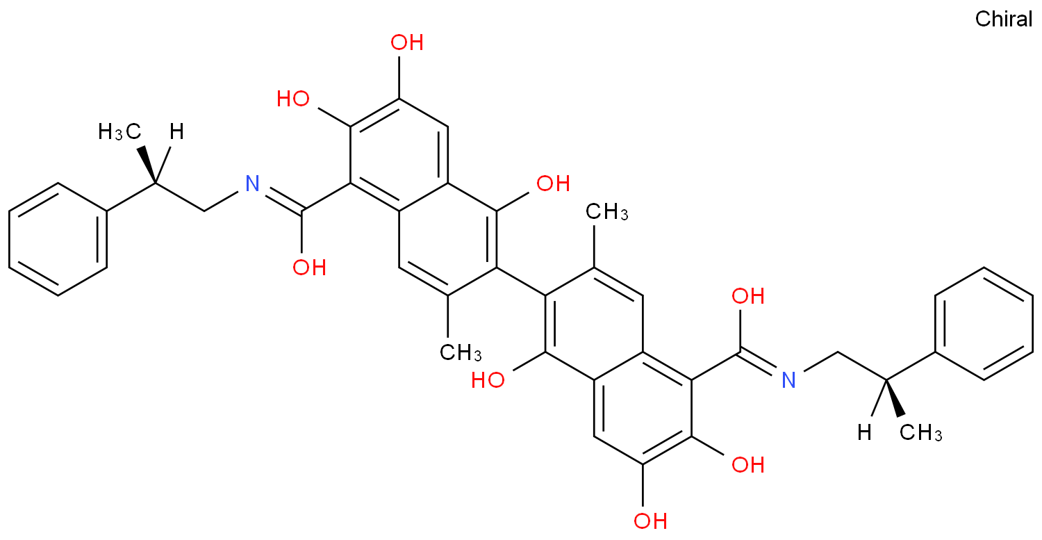 2,3,5-trihydroxy-7-methyl-N-[(2R)-2-phenylpropyl]-6-[1,6,7-trihydroxy-3-methyl-5-[[(2R)-2-phenylpropyl]carbamoyl]naphthalen-2-yl]naphthalene-1-carboxamide