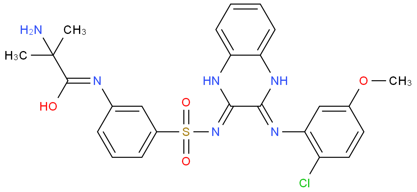 2-氨基-N-[3-[N-[3-[(2-氯-5-甲氧基苯基)氨基]喹喔啉-2-基]氨基磺酰基]苯基]-2-甲基丙酰胺化学结构式