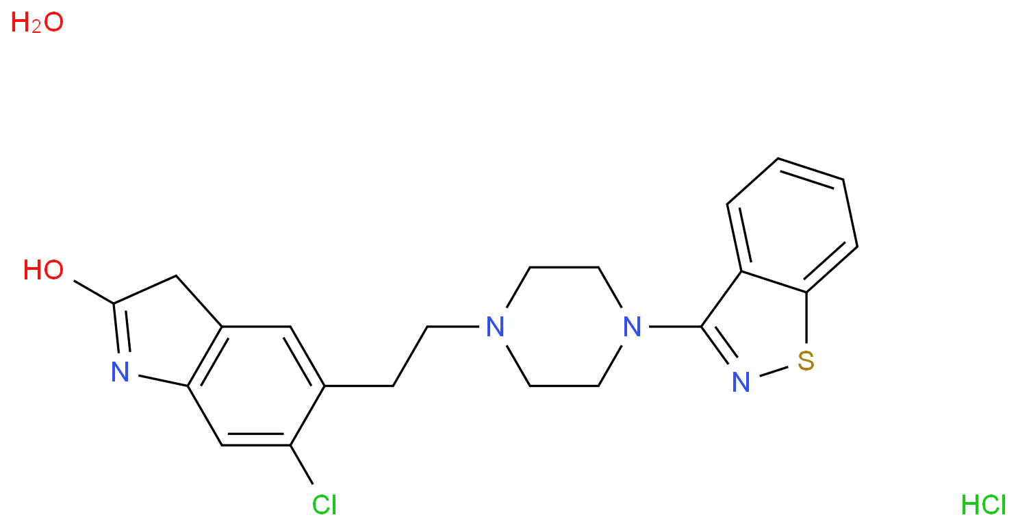 5-(2-(4-(1,2-苯并异噻唑-3-基)-1-哌嗪基)乙基)-6-氯-1,3-二氢-2(1H)-吲哚-2-酮盐酸盐
