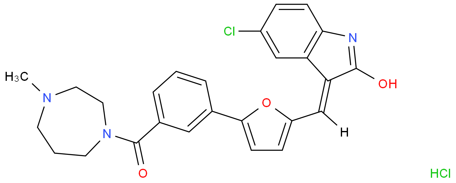 2H-鈥婭ndol-鈥?-鈥媜ne, 5-鈥媍hloro-鈥?-鈥媅[5-鈥媅3-鈥媅(hexahydro-鈥?-鈥媘ethyl-鈥?H-鈥?,鈥?-鈥媎iazepin-鈥?-鈥媦l)鈥媍arbonyl]鈥媝henyl]鈥?鈥?-鈥媐uranyl]鈥媘ethylene]鈥?鈥?,鈥?-鈥媎ihydro-鈥? hydrochloride (1:1)鈥? (3E)鈥?
