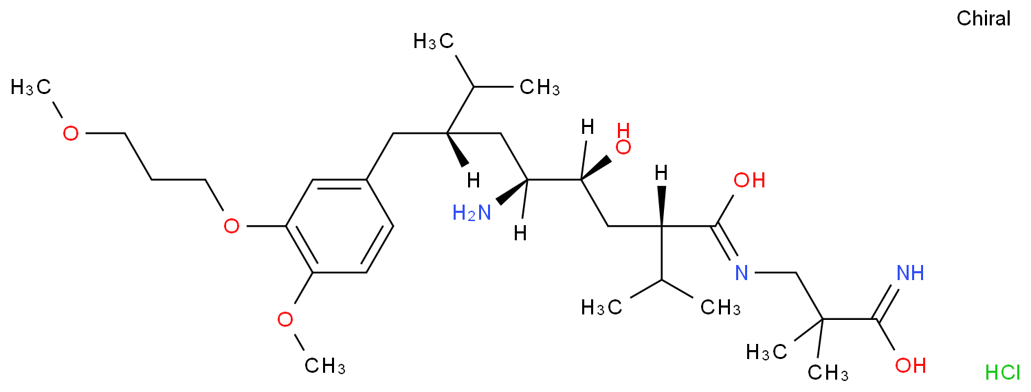 (2S,4S,5S,7S)-7-(3-(3-Methoxypropoxy)-4-methoxybenzyl)-5-amino-N-(2-carbamoyl-2-methylpropyl)-4-hydroxy-2-isopropyl-8-methylnonanamide hydrochloride