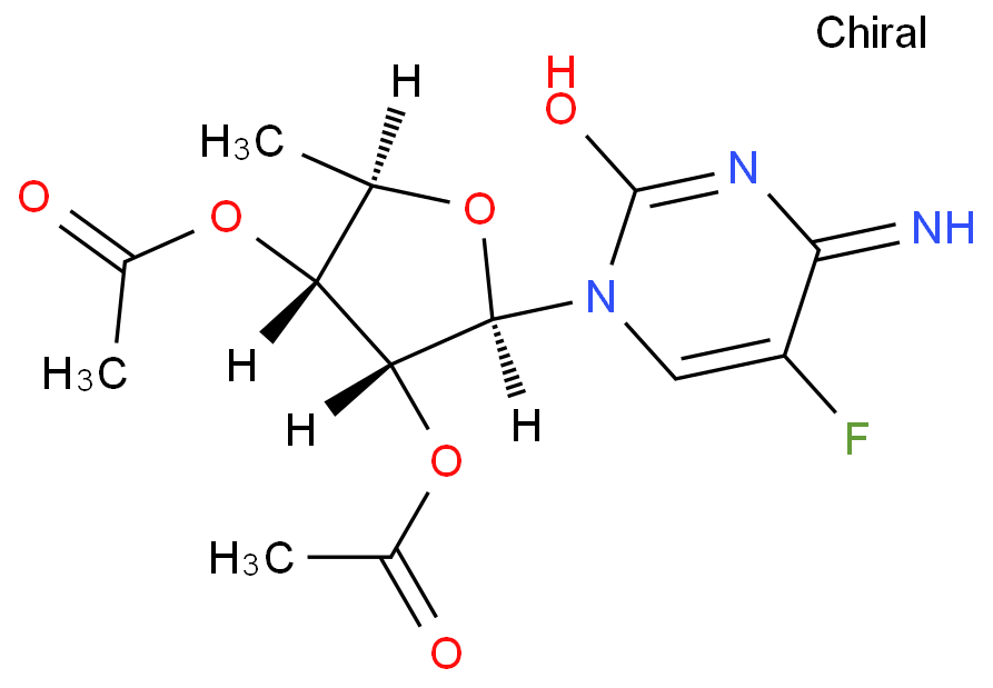 2',3'-Di-O-acetyl-5'-deoxy-5-fuluro-D-cytidine structure