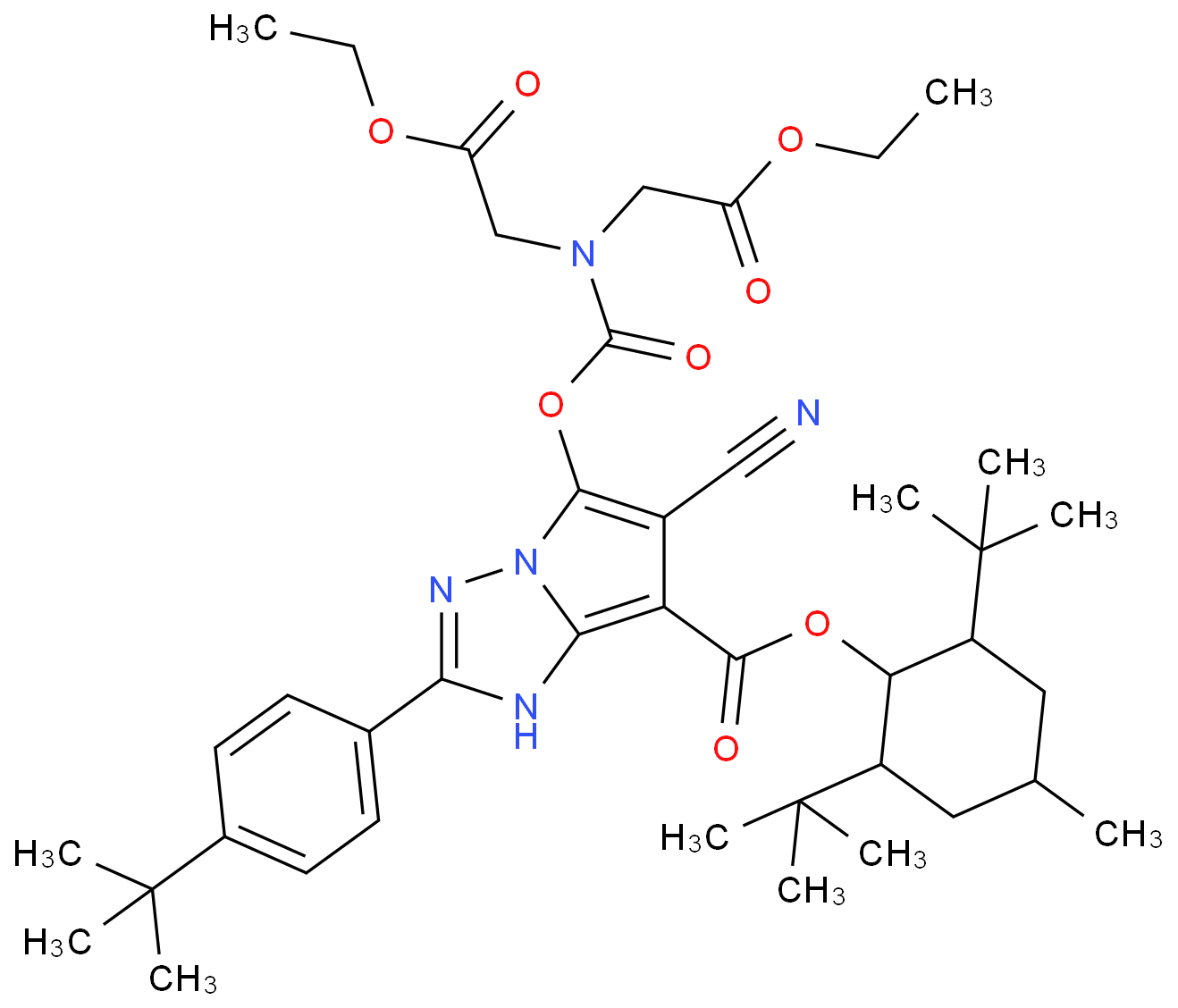 (2,6-ditert-butyl-4-methylcyclohexyl) 5-[bis(2-ethoxy-2-oxoethyl)carbamoyloxy]-2-(4-tert-butylphenyl)-6-cyano-3H-pyrrolo[1,2-b][1,2,4]triazole-7-carboxylate