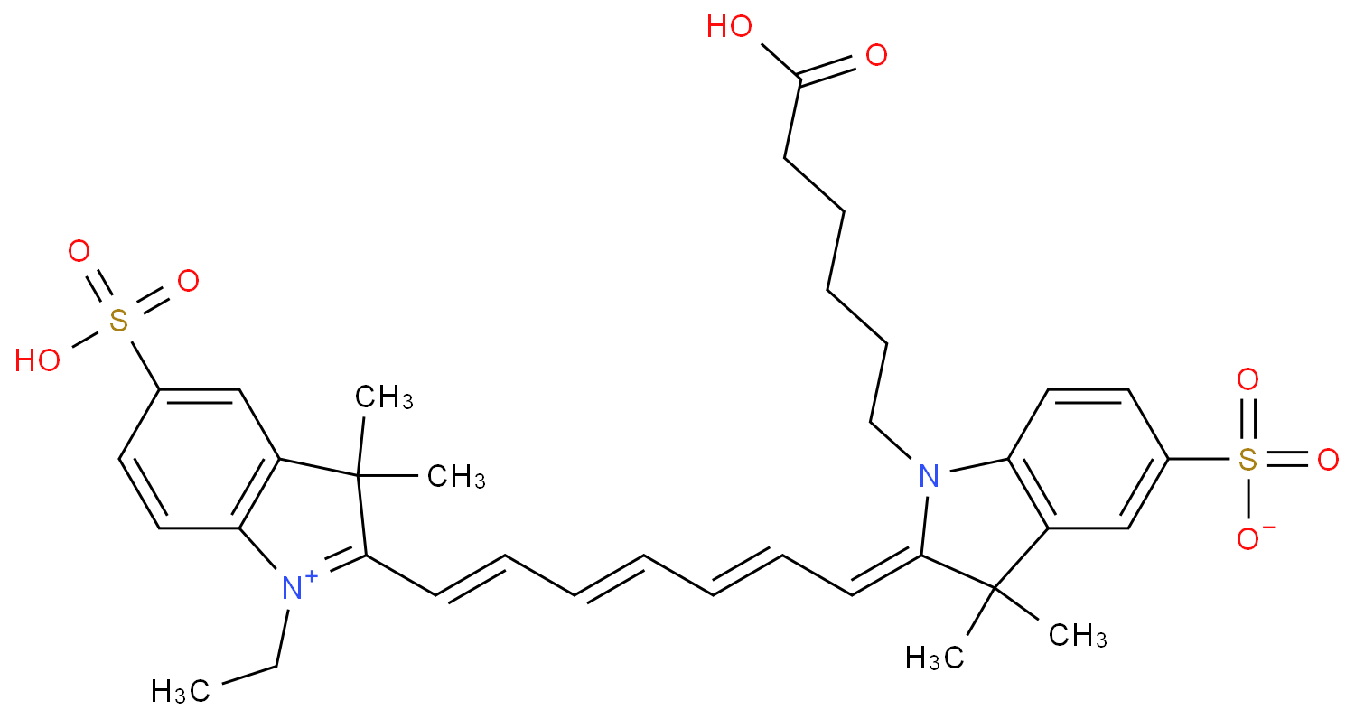 2-{(1E,3E,5E,7Z)-7-[1-(5-Carboxypentyl)-3,3-dimethyl-5-sulfo-1,3- dihydro-2H-indol-2-ylidene]-1,3,5-heptatrien-1-yl}-1-ethyl-3,3-di methyl-3H-indolium-5-sulfonate