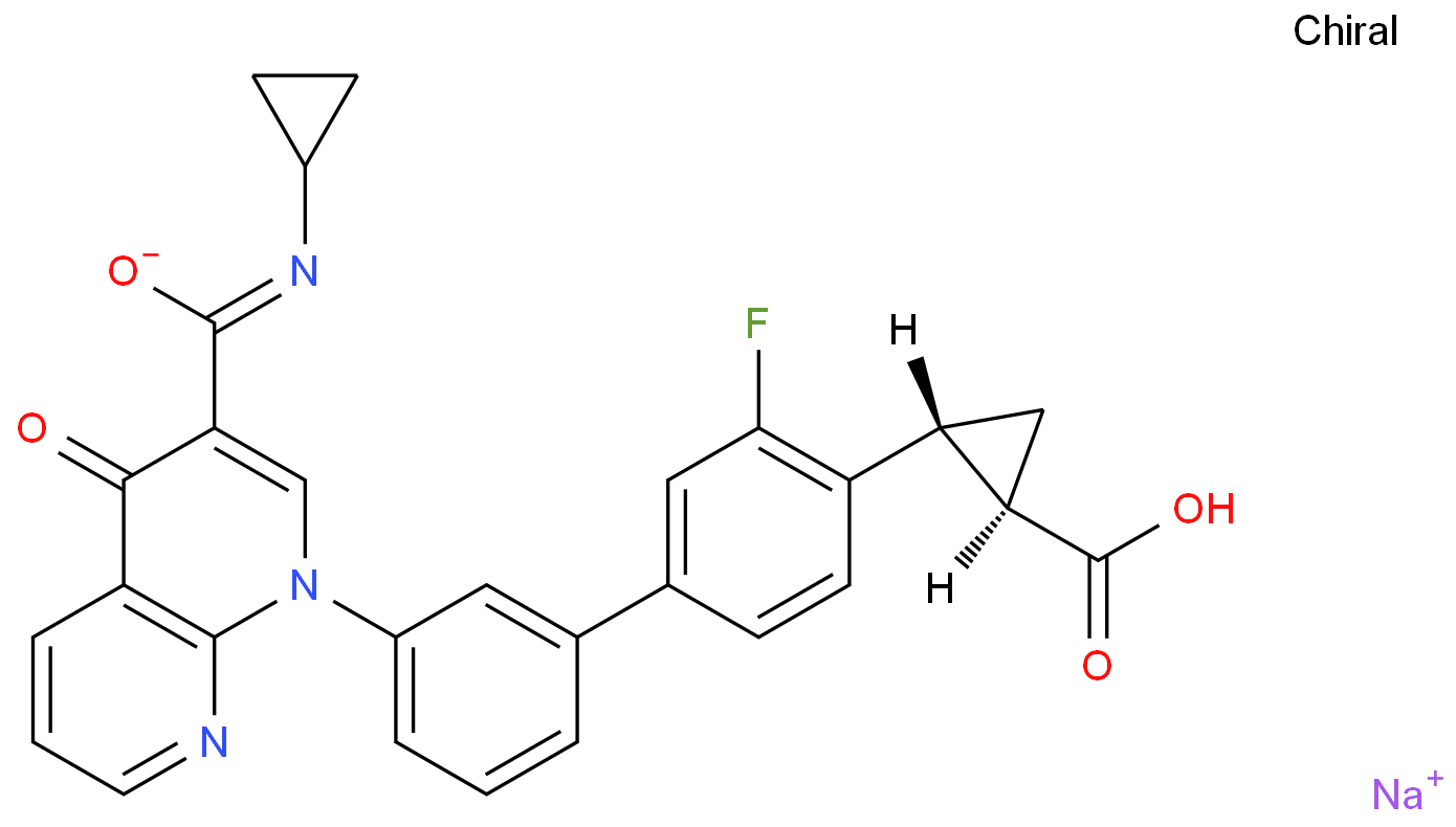 Cyclopropanecarboxylic acid,2-[3'-[3-[(cyclopropylaMino)carbonyl]-4-oxo-1,8-naphthyridin-1(4H)-yl]-3-fluoro[1,1'-biphenyl]-4-yl]-, sodiuM salt (1:1), (1R,2R)-